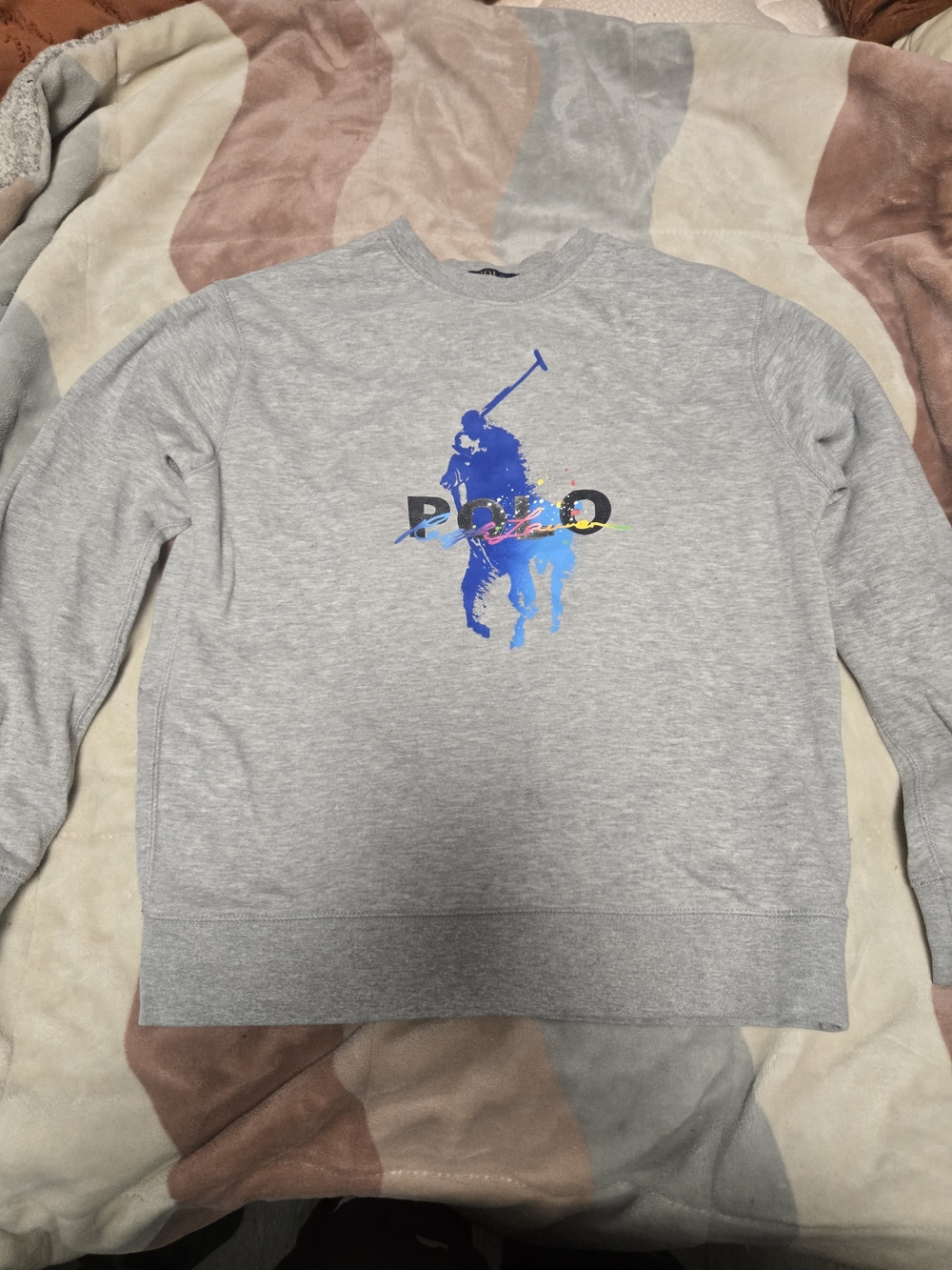 Polo by Ralph Lauren Light Gray Crewneck with Blue Polo Player Logo